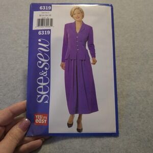 See‎ & Sew 6319 Women's Skirt Suit Pattern Size 14-18 Easy Uncut YES! It's Easy